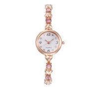 rorios Damen Fashion Armbanduhr Quarzuhr mit Kristallverzierung Eleganter Metallarmband für Damen Elegante Kleiduhr Rosa