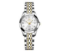 rorios Damen Klassisch Edelstahl Armbanduhren Elegant Analog Quarz Uhr Frauen Wasserdicht Uhr Leuchtend Datum Kalender Uhr Weiß Gold