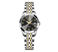 rorios Damen Klassisch Edelstahl Armbanduhren Elegant Analog Quarz Uhr Frauen Wasserdicht Uhr Leuchtend Datum Kalender Uhr Schwarz