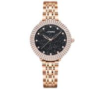 rorios Damen Mode Diamant Uhren Frauen Edelstahl Armbanduhren Analog Quarz Wasserdicht Uhr Sternenklarer Himmel Damenuhr