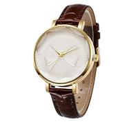 rorios Damen Mode Lederuhr mit Schleifen-Zifferblatt Quarz Analog Armbanduhr für Frauen Mehrfarben Casual Elegante Uhr für Party & Büro Braun