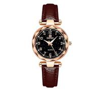 rorios Damen Mode Uhren Frauen Edelstahl Armbanduhren Elegant Leder Armband Uhr Analog Quarz Damenuhr Women Wirst Watch Braun