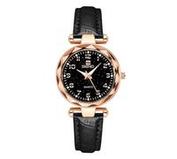 rorios Damen Mode Uhren Frauen Edelstahl Armbanduhren Elegant Leder Armband Uhr Analog Quarz Damenuhr Women Wirst Watch Schwarz