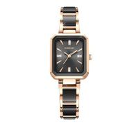 rorios Damen Quadrat Armbanduhr Metallarmband Diamant-Verzierte Ziffernblatt Moderne und Eleganzte Uhren Watch Schwarz