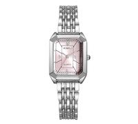 rorios Damen - Rechteckuhr Modische Armbanduhr mit Edelstahlarmband Quarzuhr Elegante und lässige Damen - Kleiduhr Rosésilber