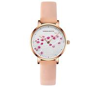 rorios Damen Uhr Analog Quarz Armbanduhr Blumenmuster Zifferblatt mit Lederarmband Wasserdicht Mode Uhr für Mädchen