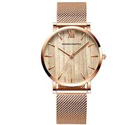 rorios Damen Uhren Analog Quarz Armbanduhren Holz zifferblatt Edelstahl Mesh Armband Mode Mädchen Uhr Women Watch