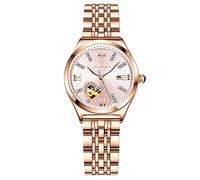 rorios Damen Uhren Analoge Quarz Uhren mit Edelstahlband Leuchtend Uhren Mode Skelett Damen Armbanduhren