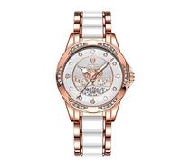 rorios Damenuhr Leuchtende Diamant Armbanduhren Analog Quarz Uhr mit Edelstahlband Mode Wasserdicht Frauen Uhren