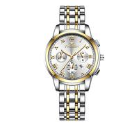 rorios Damenuhr Leuchtende Uhr Analoge Quarzuhr mit Edelstahlarmband Kalender Armbanduhr für Frauen Mädchen