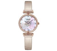 rorios Damenuhren Analoge Quarz wasserdichte Uhr Frauen Elegante Diamant Armbanduhr Perlmutt Zifferblatt Uhr Blume Lederarmband Uhr