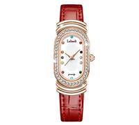 rorios Damenuhren Mode Strass Frauen Uhr Analog Quarz Uhr mit Leder Armband wasserdichte Armbanduhr für Frauen Damen