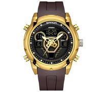rorios Digital Analog Quarz Uhren für Herren 50M wasserdichte Armbanduhr Männer Stoppuhr Multifunktional Silikon Uhr Casual Herrenuhren Militär Elektronische Uhr Gold B