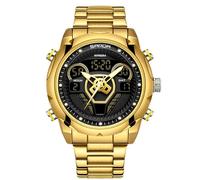 rorios Digital Analog Quarz Uhren für Herren 50M wasserdichte Armbanduhr Männer Stoppuhr Multifunktional Edelstahl Uhr Casual Herrenuhren Militär Elektronische Uhr Gold A