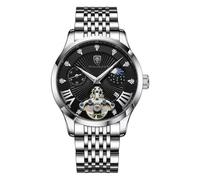 rorios Elegant Armbanduhr für Herren Analog Quarz Uhren Vintage Edelstahl Herrenuhren Datum Kalender Leuchtend Uhr für Männer Schwarz B