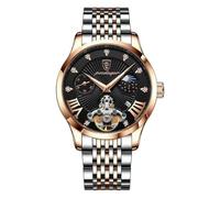 rorios Elegant Armbanduhr für Herren Analog Quarz Uhren Vintage Edelstahl Herrenuhren Datum Kalender Leuchtend Uhr für Männer Schwarz A