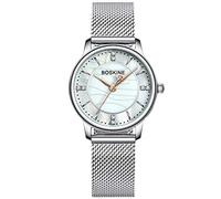 rorios Elegante Damen Uhr Quarz Analog Uhren Shell Zifferblatt Uhr mit Edelstahl Mesh Armband Mode Mädchen Armbanduhr Women Watch