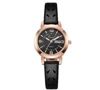 rorios Frauen Casual Analoge Quarz Uhr Damen Schwarz Lederarmband Uhr Mädchen Woche Datum Kalender Armbanduhr Leuchtend wasserdichte Uhr Negro