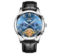 rorios Herren Analog Quarz Armbanduhr Klassische Business Uhr Datum Kalender Leuchtend Uhr Edelstahl Herrenuhren Multifunktional wasserdichte Uhr Blau schwarz B