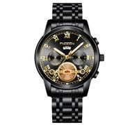 rorios Herren Analog Quarz Armbanduhr Klassische Business Uhr Datum Kalender Leuchtend Uhr Edelstahl Herrenuhren Multifunktional wasserdichte Uhr Schwarz A