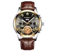 rorios Herren Analog Quarz Armbanduhr Klassische Business Uhr Datum Kalender Leuchtend Uhr Edelstahl Herrenuhren Multifunktional wasserdichte Uhr Schwarz braun B