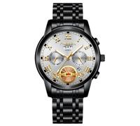 rorios Herren Analog Quarz Armbanduhr Klassische Business Uhr Datum Kalender Leuchtend Uhr Edelstahl Herrenuhren Multifunktional wasserdichte Uhr Silber schwarz A
