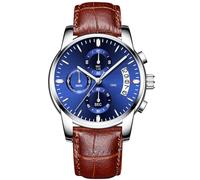 RORIOS Herren Analog Quarz Armbanduhren Leuchtend Chronograph Uhr Geschäft Uhren Lederband mit Datum Kalender Mode Armbanduhr Männer