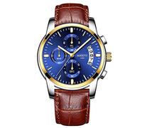 rorios Herren Analog Quarz Armbanduhren Leuchtend Chronograph Uhr Geschäft Uhren Lederband mit Datum Kalender Mode Armbanduhr Männer