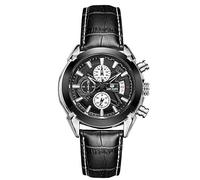 rorios Herren Armbanduhren Leder Armband Edelstahl Kalender Leuchtend Stoppuhr Multifunktionen Herrenuhr