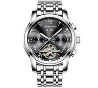 rorios Herren Automatik Mechanisch Armbanduhr Edelstahl Metallarmband Tourbillon Kalender Leuchtend Zeiger Multifunktionen Armbanduhr Wasserdicht Uhr
