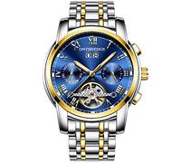 rorios Herren Automatik Mechanisch Armbanduhr Edelstahl Metallarmband Tourbillon Kalender Leuchtend Zeiger Multifunktionen Armbanduhr Wasserdicht Uhr