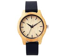 rorios Herren Damen Bambus Holzuhr Analog Quarzwerk mit Silikonband Leicht Holz-Armbanduhr für Damen Herren Natürholz Uhr