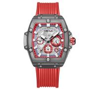 rorios Herren Durchsichtig Tonneau Armbanduhren Silikon Analog Quarz Uhren für Männer Multifunktional Mode Uhr wasserdichte Chronograph Herrenuhr Rot B