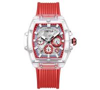 rorios Herren Durchsichtig Tonneau Armbanduhren Silikon Analog Quarz Uhren für Männer Multifunktional Mode Uhr wasserdichte Chronograph Herrenuhr Rot A
