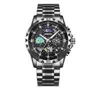 rorios Herren Edelstahl Armbanduhren Mode Analoge Quarz Uhr Business Elegant Herrenarmbanduhren Leuchtend Datum Kalender Herrenuhren Schwarz