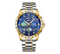rorios Herren Edelstahl Armbanduhren Mode Analoge Quarz Uhr Business Elegant Herrenarmbanduhren Leuchtend Datum Kalender Herrenuhren Blau B