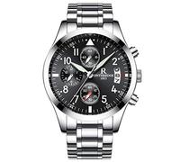 rorios Herren Edelstahl Uhren Analog Quarzuhr Business Fashion Kalender Metallarmband Lap Timer Stoppuhr wasserdichte Männer Armbanduhr Uhr