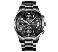 rorios Herren Edelstahl Uhren Analog Quarzuhr Business Fashion Kalender Metallarmband Lap Timer Stoppuhr wasserdichte Männer Armbanduhr Uhr