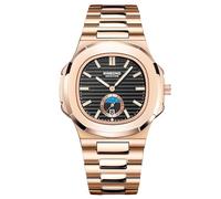 rorios Herren Einfache Armbanduhr Freizeit Quarz Uhren wasserdichte Datum Kalender Uhr Leuchtend Analog Uhr mit Edelstahl Armband für Männer Schwarz Roségold