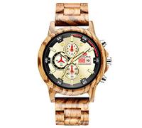 rorios Herren Holz-Armbanduhr Männer Analoge Quarz Holz Armbanduhren mit Kalender und Stoppuhrfunktion Mode Herren Holzuhren