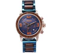 rorios Herren Holz Uhren Multifunktions Quarzuhr Handgefertigte Holzuhren Naturholz Wasserdicht Uhr Chronograph Armbanduhr für Herren