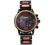 rorios Herren Holz Uhren Multifunktions Quarzuhr Handgefertigte Holzuhren Naturholz Wasserdicht Uhr Chronograph Armbanduhr für Herren