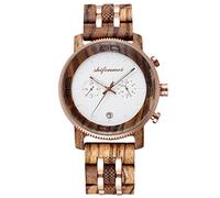 rorios Herren Holzuhr Analog Quarzuhr mit Holzarmband Natürliche Handgefertigt Holz-Armbanduhr Leichte Chronograph Herren Uhren