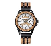 rorios Herren Holzuhr Analog Quarzuhr mit Holzarmband Natürliche Leichte Holz-Armbanduhr Multi-Funktionen Kalender Herren Uhr