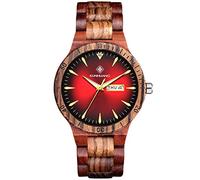 rorios Herren Holzuhr Leuchtuhr Quarz Analog Armbanduhr mit Datum Natürliche Leicht Handgefertigt Holz Uhr für Männer