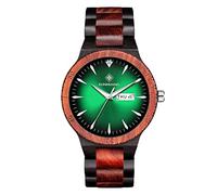 rorios Herren Holzuhr Leuchtuhr Quarz Analog Armbanduhr mit Datum Natürliche Leicht Handgefertigt Holz Uhr für Männer