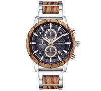 rorios Herren Holzuhr Wasserdicht Analog Quarzuhr Handgefertigt Naturholz Uhren Chronograph Hölzerne Armbanduhr für Männer