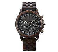 rorios Herren Holzuhr Wasserdicht Analog Quarzuhr mit Holzarmband Handgefertigt Naturholz Uhren Chronograph Hölzerne Armband für Männer