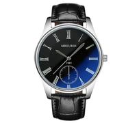 rorios Herren Kleidungsuhr mit römischen Ziffern Schwarzes Zifferblatt & Lederarmband Klassische Quarzuhr für Geschäft & Alltag Schwarz