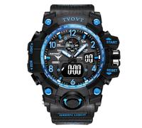 rorios Herren Militär Armbanduhr Mode Sport Uhren Multifunktional Elektronische Uhr Digital Quarz Uhr für Jungen Männer wasserdichte mit Silikon Armband Blau